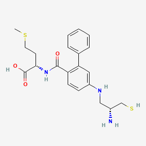 molecular formula C21H27N3O3S2 B1683900 (2S)-2-[[4-[[(2R)-2-amino-3-sulfanylpropyl]amino]-2-phenylbenzoyl]amino]-4-methylsulfanylbutanoic acid CAS No. 170006-72-1