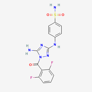 molecular formula C15H12F2N6O3S B1683902 4-({5-Amino-1-[(2,6-Difluorophenyl)carbonyl]-1h-1,2,4-Triazol-3-Yl}amino)benzenesulfonamide CAS No. 443797-96-4