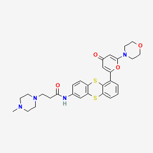 B1683904 3-(4-Methylpiperazin-1-yl)-N-[6-(6-morpholin-4-yl-4-oxopyran-2-yl)thianthren-2-yl]propanamide CAS No. 845932-30-1
