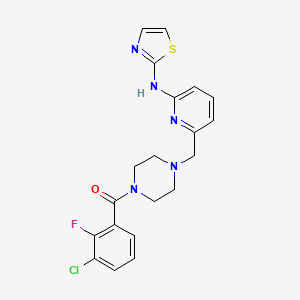 molecular formula C20H19ClFN5OS B1683908 (3-Chloro-2-fluorophenyl)(4-((6-(thiazol-2-ylamino)pyridin-2-yl)methyl)piperazin-1-yl)methanone CAS No. 885325-71-3