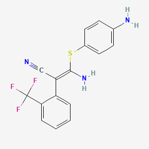 molecular formula C16H12F3N3S B1683924 alpha-[Amino[(4-aminophenyl)thio]methylene]-2-(trifluoromethyl)benzeneacetonitrile CAS No. 305350-87-2