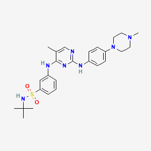 molecular formula C26H35N7O2S B1683925 N-tert-butyl-3-[(5-methyl-2-{[4-(4-methylpiperazin-1-yl)phenyl]amino}pyrimidin-4-yl)amino]benzenesulfonamide CAS No. 936091-14-4