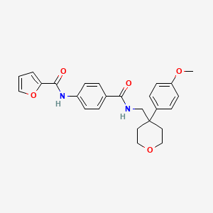 molecular formula C25H26N2O5 B1683938 N-(4-(((4-(4-methoxyphenyl)tetrahydro-2H-pyran-4-yl)methyl)carbamoyl)phenyl)furan-2-carboxamide CAS No. 664993-53-7