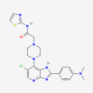 molecular formula C23H25ClN8OS B1683943 2-(4-(6-chloro-2-(4-(dimethylamino)phenyl)-1H-imidazo[4,5-b]pyridin-7-yl)piperazin-1-yl)-N-(thiazol-2-yl)acetamide CAS No. 942947-93-5
