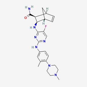 molecular formula C24H30FN7O B1683944 (1S,2S,4R)-3-[[5-fluoro-2-[3-methyl-4-(4-methylpiperazin-1-yl)anilino]pyrimidin-4-yl]amino]bicyclo[2.2.1]hept-5-ene-2-carboxamide CAS No. 871357-89-0