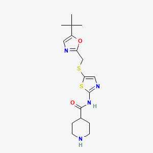 molecular formula C17H24N4O2S2 B1683952 N-(5-(((5-(1,1-Dimethylethyl)-2-oxazolyl)methyl)thio)-2-thiazolyl)-4-piperidinecarboxamide CAS No. 345627-80-7