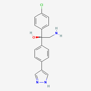 molecular formula C17H16ClN3O B1683962 (S)-1-(4-(1H-Pyrazol-4-yl)phenyl)-2-amino-1-(4-chlorophenyl)ethanol CAS No. 1056901-62-2