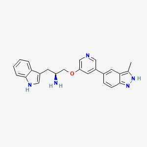 molecular formula C24H23N5O B1683964 (2s)-1-(1h-Indol-3-Yl)-3-{[5-(3-Methyl-1h-Indazol-5-Yl)pyridin-3-Yl]oxy}propan-2-Amine CAS No. 552325-16-3