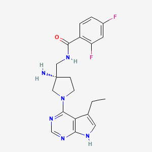 molecular formula C20H22F2N6O B1683966 N-{[(3s)-3-Amino-1-(5-Ethyl-7h-Pyrrolo[2,3-D]pyrimidin-4-Yl)pyrrolidin-3-Yl]methyl}-2,4-Difluorobenzamide CAS No. 1004990-28-6