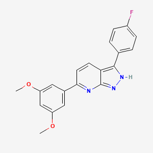 molecular formula C20H16FN3O2 B1683967 6-(3,5-Dimethoxyphenyl)-3-(4-fluorophenyl)-1H-pyrazolo[3,4-b]pyridine CAS No. 1001083-74-4