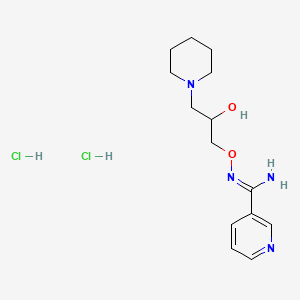 B1683970 3-Pyridinecarboximidamide, N-(2-hydroxy-3-(1-piperidinyl)propoxy)-, hydrochloride (1:2) CAS No. 66611-37-8