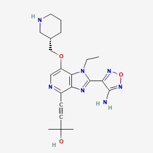 molecular formula C21H27N7O3 B1683982 (S)-4-(2-(4-Amino-1,2,5-oxadiazol-3-yl)-1-ethyl-7-(piperidin-3-ylmethoxy)-1H-imidazo[4,5-c]pyridin-4-yl)-2-methylbut-3-yn-2-ol CAS No. 937174-76-0