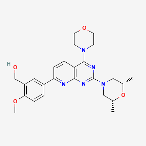 molecular formula C25H31N5O4 B1683987 (5-(2-((2R,6S)-2,6-dimethylmorpholino)-4-morpholinopyrido[2,3-d]pyrimidin-7-yl)-2-methoxyphenyl)methanol CAS No. 938440-64-3
