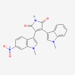 molecular formula C22H16N4O4 B1683996 1H-pyrrole-2,5-dione, 3-(1-methyl-1h-indol-3-yl)-4-(1-methyl-6-nitro-1h-indol-3-yl)- CAS No. 125313-92-0