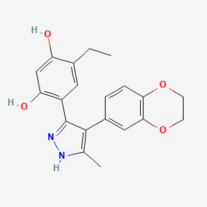 4-[4-(2,3-Dihydro-1,4-benzodioxin-6-YL)-3-methyl-1H-pyrazol-5-YL]-6-ethylbenzene-1,3-diol