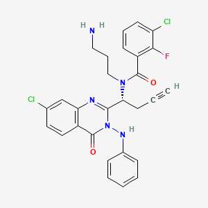 (R)-N-(3-Aminopropyl)-3-chloro-N-(1-(7-chloro-4-oxo-3-(phenylamino)-3,4-dihydroquinazolin-2-YL)but-3-YN-1-YL)-2-fluorobenzamide