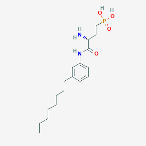 molecular formula C18H31N2O4P B1684043 VPC 44116, (R)-(3-amino-4-((3-octylphenyl)amino)-4-oxobutyl)phosphonic acid, powder CAS No. 1161429-70-4