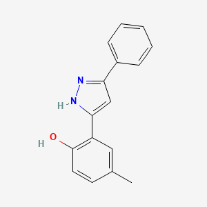 molecular formula C16H14N2O B1684047 4-Methyl-2-(5-phenyl-1H-pyrazol-3-yl)phenol CAS No. 38214-71-0