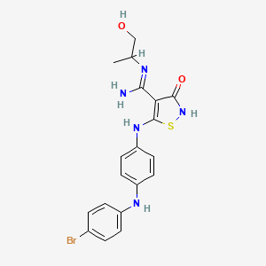 molecular formula C19H20BrN5O2S B1684048 5-[4-(4-bromoanilino)anilino]-N'-(1-hydroxypropan-2-yl)-3-oxo-1,2-thiazole-4-carboximidamide CAS No. 926906-64-1
