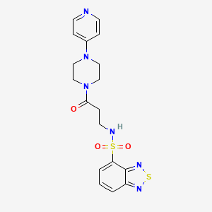 molecular formula C18H20N6O3S2 B1684055 N-(3-Oxo-3-(4-(pyridin-4-yl)piperazin-1-yl)propyl)benzo[c][1,2,5]thiadiazole-4-sulfonamide CAS No. 1135243-19-4
