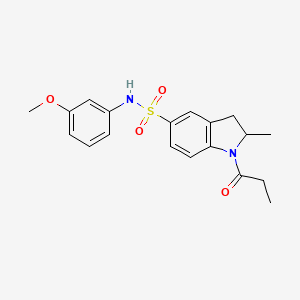 molecular formula C19H22N2O4S B1684062 N-(3-methoxyphenyl)-2-methyl-1-propionylindoline-5-sulfonamide CAS No. 901008-62-6