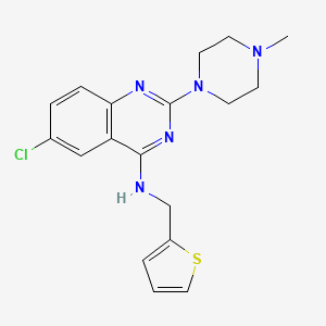 molecular formula C18H20ClN5S B1684066 6-chloro-2-(4-methylpiperazin-1-yl)-N-(thiophen-2-ylmethyl)quinazolin-4-amine CAS No. 1080623-12-6