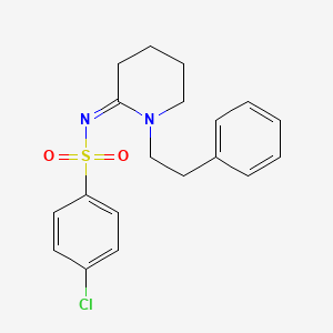 molecular formula C19H21ClN2O2S B1684076 4-Chloro-N-(1-phenethylpiperidin-2-ylidene)benzenesulfonamide CAS No. 93100-99-3