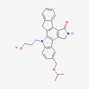 molecular formula C28H28N2O3 B1684110 3-(5,6,7,13-Tetrahydro-9-((1-methylethoxy)methyl)-5-oxo-12h-indeno(2,1-a)pyrrolo(3,4-c)carbazol-12-yl)propanol CAS No. 402857-39-0