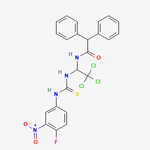 molecular formula C23H18Cl3FN4O3S B1684126 Diphenyl acetamidotrichloroethyl fluoronitrophenyl thiourea CAS No. 905973-89-9