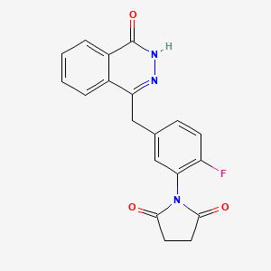 molecular formula C19H14FN3O3 B1684130 1-(2-Fluoro-5-((4-oxo-3,4-dihydrophthalazin-1-yl)methyl)phenyl)pyrrolidine-2,5-dione CAS No. 623578-11-0