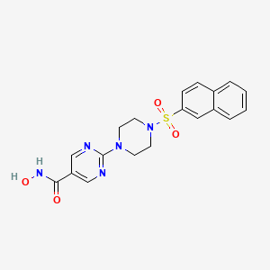 molecular formula C19H19N5O4S B1684146 N-hydroxy-2-(4-(naphthalen-2-ylsulfonyl)piperazin-1-yl)pyrimidine-5-carboxamide CAS No. 604769-01-9