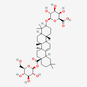 B1684161 (2S,3R,4S,5R,6R)-6-[[(6aR,6bS,8aS,12aR,14bR)-4,4,6a,6b,11,11,14b-heptamethyl-8a-[(2S,3R,4S,5S,6R)-3,4,5-trihydroxy-6-(hydroxymethyl)oxan-2-yl]oxycarbonyl-1,2,3,4a,5,6,7,8,9,10,12,12a,14,14a-tetradecahydropicen-3-yl]oxy]-3,4,5-trihydroxyoxane-2-carboxylic acid CAS No. 89353-61-7