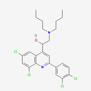 molecular formula C25H28Cl4N2O B1684165 6,8-Dichloro-alpha-((dibutylamino)methyl)-2-(3,4-dichlorophenyl)-4-quinolinemethanol CAS No. 19160-62-4