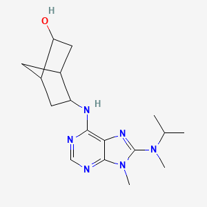 molecular formula C17H26N6O B1684166 5-[[9-Methyl-8-[methyl(propan-2-yl)amino]purin-6-yl]amino]bicyclo[2.2.1]heptan-2-ol CAS No. 501667-77-2