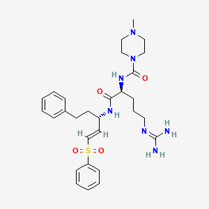 molecular formula C29H41N7O4S B1684167 (Z)-N-(5-Guanidino-1-oxo-1-(5-phenyl-1-(phenylsulfonyl)pent-1-EN-3-ylamino)pentan-2-YL)-4-methylpiperazine-1-carboxamide CAS No. 1076088-50-0
