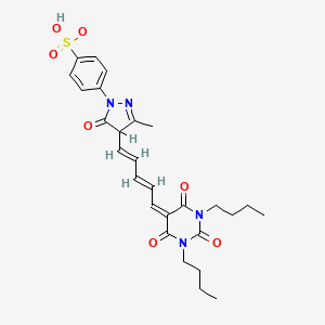 molecular formula C27H32N4O7S B1684177 Benzenesulfonic acid, 4-(4-(5-(1,3-dibutyltetrahydro-2,4,6-trioxo-5(2H)-pyrimidinylidene)-1,3-pentadienyl)-4,5-dihydro-3-methyl-5-oxo-1H-pyrazol-1-yl)- CAS No. 79811-16-8
