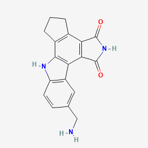 molecular formula C18H15N3O2 B1684202 1H-Cyclopenta(a)pyrrolo(3,4-C)carbazole-1,3(2H)-dione, 10-(aminomethyl)-4,5,6,7-tetrahydro- CAS No. 609848-02-4