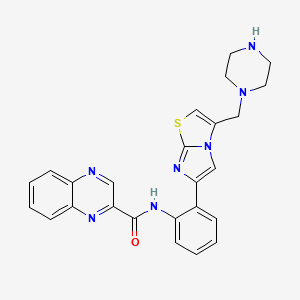 molecular formula C25H23N7OS B1684214 N-(2-(3-(piperazin-1-ylmethyl)imidazo[2,1-b]thiazol-6-yl)phenyl)quinoxaline-2-carboxamide CAS No. 925434-55-5