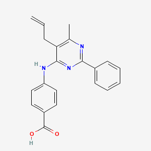 molecular formula C21H19N3O2 B1684234 4-[(5-Allyl-6-methyl-2-phenyl-4-pyrimidinyl)amino]benzoic acid CAS No. 300837-31-4