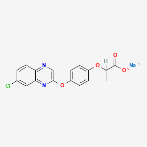 molecular formula C17H12ClN2NaO4 B1684244 Sodium 2-(4-((7-chloro-2-quinoxalinyl)oxy)phenoxy)propionate CAS No. 157434-99-6