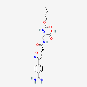 B1684248 L-Alanine, 3-(((3-(4-(aminoiminomethyl)phenyl)-4,5-dihydro-5-isoxazolyl)acetyl)amino)-N-(butoxycarbonyl)-, (R)- CAS No. 170902-52-0