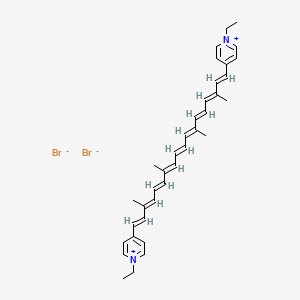 B1684252 1-Ethyl-4-[(1E,3E,5E,7E,9E,11E,13E,15E,17E)-18-(1-ethylpyridin-1-ium-4-yl)-3,7,12,16-tetramethyloctadeca-1,3,5,7,9,11,13,15,17-nonaenyl]pyridin-1-ium;dibromide CAS No. 97931-76-5