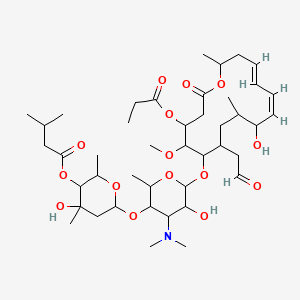 molecular formula C43H71NO15 B1684265 [6-[4-(dimethylamino)-5-hydroxy-6-[[(11Z,13E)-10-hydroxy-5-methoxy-9,16-dimethyl-2-oxo-7-(2-oxoethyl)-4-propanoyloxy-1-oxacyclohexadeca-11,13-dien-6-yl]oxy]-2-methyloxan-3-yl]oxy-4-hydroxy-2,4-dimethyloxan-3-yl] 3-methylbutanoate CAS No. 40615-47-2