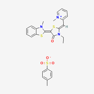 molecular formula C27H27N3O4S3 B1684266 (2Z,5E)-3-乙基-5-(3-甲基-1,3-苯并噻唑-2-亚甲基)-2-[(1-甲基吡啶-1-鎓-2-基)亚甲基]-1,3-噻唑烷-4-酮；4-甲苯磺酸盐 CAS No. 1427450-47-2