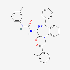 molecular formula C32H28N4O3 B1684267 3-(3-methylphenyl)-1-[(3R)-1-[2-(2-methylphenyl)-2-oxoethyl]-2-oxo-5-phenyl-3H-1,4-benzodiazepin-3-yl]urea CAS No. 145084-28-2