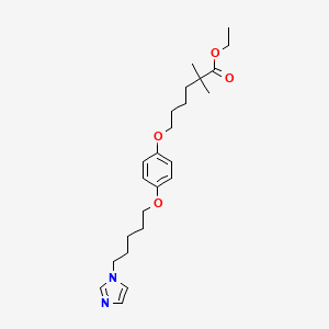 molecular formula C24H36N2O4 B1684273 Ethyl 6-(p-(5-(1-imidazolyl)pentyloxy)phenoxy)-2,2-dimethylhexanoate CAS No. 95923-66-3