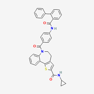 molecular formula C36H29N3O3S B1684274 N-cyclopropyl-6-[4-[(2-phenylbenzoyl)amino]benzoyl]-4,5-dihydrothieno[3,2-d][1]benzazepine-2-carboxamide CAS No. 851331-05-0