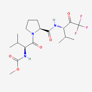 molecular formula C18H28F3N3O5 B1684285 N-(Methoxycarbonyl)-L-valyl-N-((1S)-3,3,3-trifluoro-1-(1-methylethyl)-2-oxopropyl)-L-prolinamide CAS No. 182073-77-4