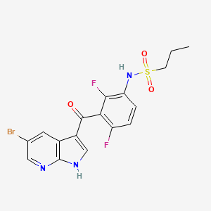 molecular formula C17H14BrF2N3O3S B1684289 N-(3-(5-Bromo-1H-pyrrolo[2,3-b]pyridine-3-carbonyl)-2,4-difluorophenyl)propane-1-sulfonamide CAS No. 918504-27-5