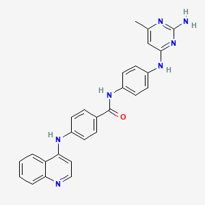 molecular formula C27H23N7O B1684302 N-(4-((2-氨基-6-甲基嘧啶-4-基)氨基)苯基)-4-(喹啉-4-基氨基)苯甲酰胺 CAS No. 1020149-73-8